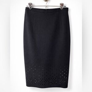 Spense Black Laser-Cut Pencil Skirt